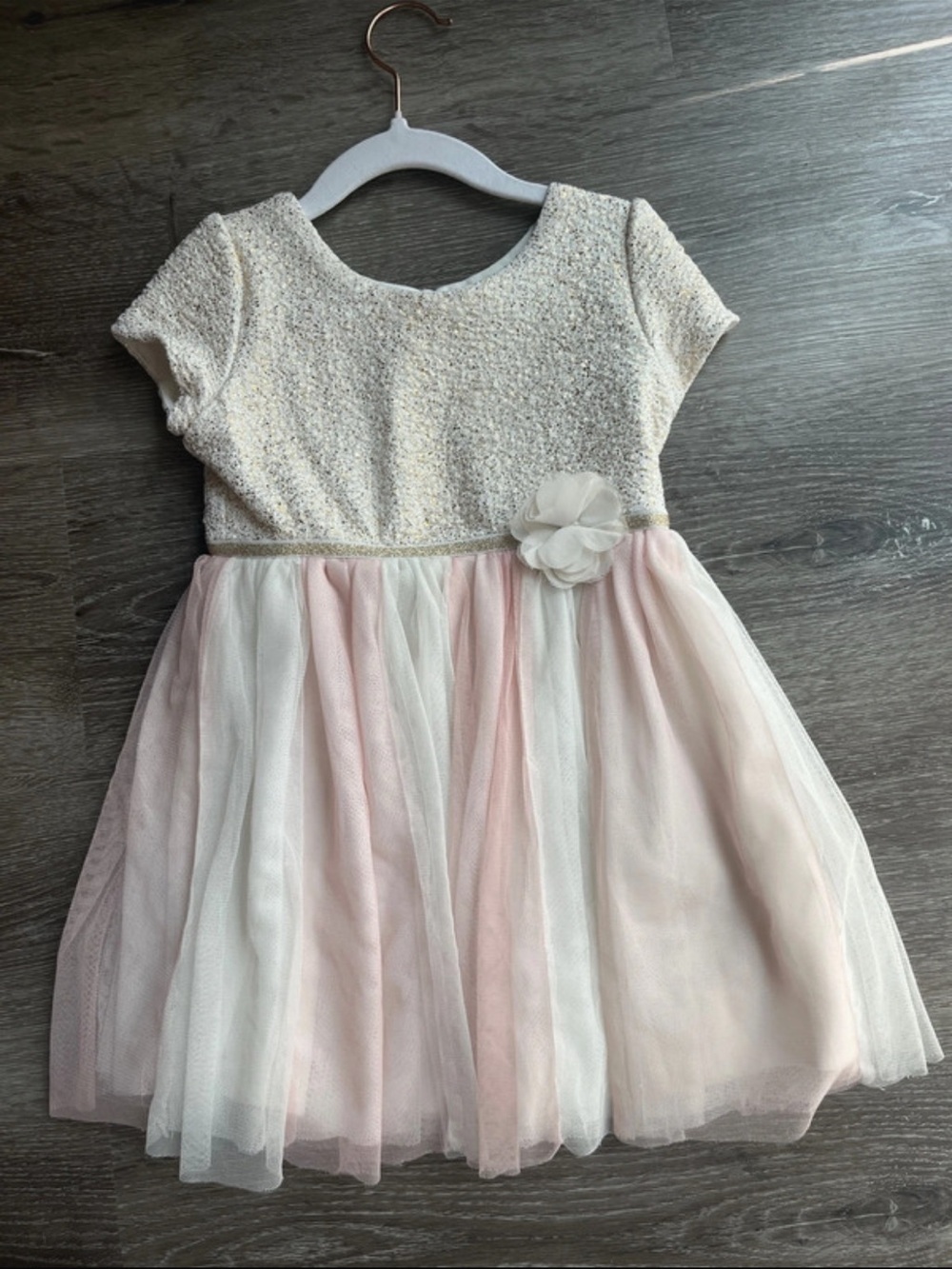 The Children's Place Cream and Pink Tulle Party Dress